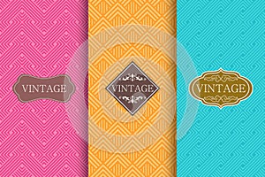 Set of Cute bright seamless patterns in art deco style. Vector illustration bright design.